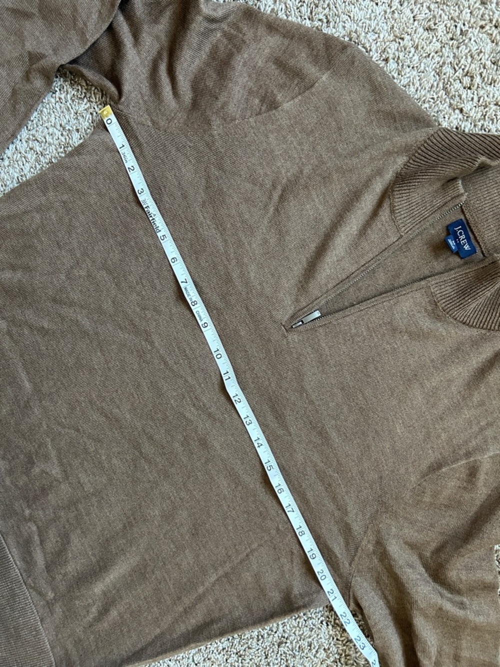 J. Crew Men's Brown Zip Mock-Neck Sweater - Picture 3 of 7